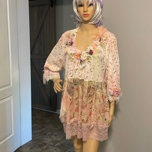 Beautifully Handmade  Sheer Floral Mini Dress / Top